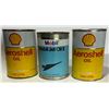 Image 1 : Three Aviation oil tins. All full