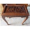 Image 1 : Antique wood engraved corner table 24"x 14"x 25"