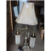 Image 1 : Antique Electric Lamp with Shade - 34.25" high
