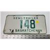 Image 1 : 1974 Saskatchewan license plate - 148 Semi-trailer