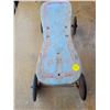 Image 3 : Childs Riding toy - Very old - Wooden seat, Meta Wheels