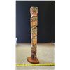 Image 1 : Painted, wood carved totem pole décor - 20 1/2"H