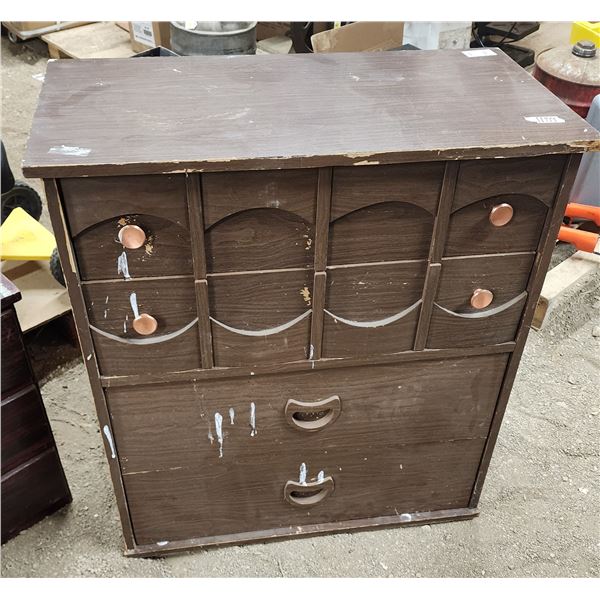 Dark brown, wooden Chester drawers - 4 drawer - 32 W x 34 H x 17 D - needs some refinishing