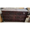 Image 1 : Red/Brown, wooden dresser - 6 drawers - 42 3/4"W x 16 1/2"D x 24"H without legs