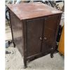 Image 1 : Vintage wooden record cabinet - 2 doors - 20"W x 20 1/8"D x 28"H