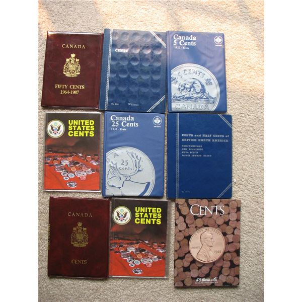 LOT OF VARIOUS COIN ALBUMS & COIN DISPLAY CASES