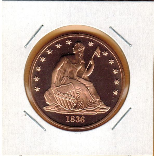 1 OUNCE COPPER  .999 FINE - US SEATED LIBERTY COIN DESIGN