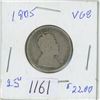 Image 1 : 1905 Canadian 25 cent coin - VG8