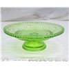 Image 1 : Green Depression Glass Mounted Plate