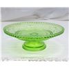 Image 1 : Green Depression Glass Mounted Plate