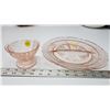 Image 2 : Divided pink depression glass serving platter and ice cream dish