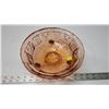 Image 1 : Large pink depression glass footed bowl - butterfly pattern