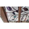 Image 2 : Vintage stained glass window, one pane has a crack - 24"x27.5"