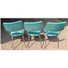 Image 2 : 3 Vintage Teal Upholstered Chairs