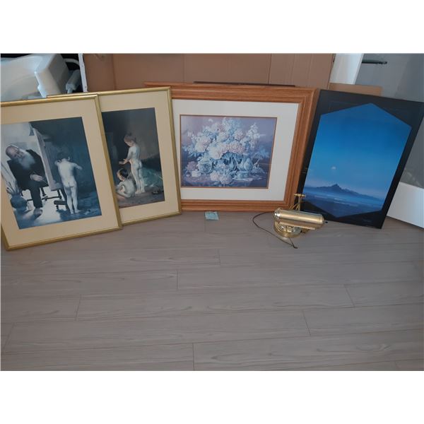 Lamp & Framed Art Cat B