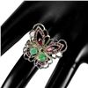 Image 3 : Natural Colombian Emerald Rhodolite Garnet Ring