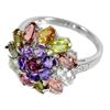 Image 3 : Natural Tourmaline Amethyst & Rhodolite Garnet Ring