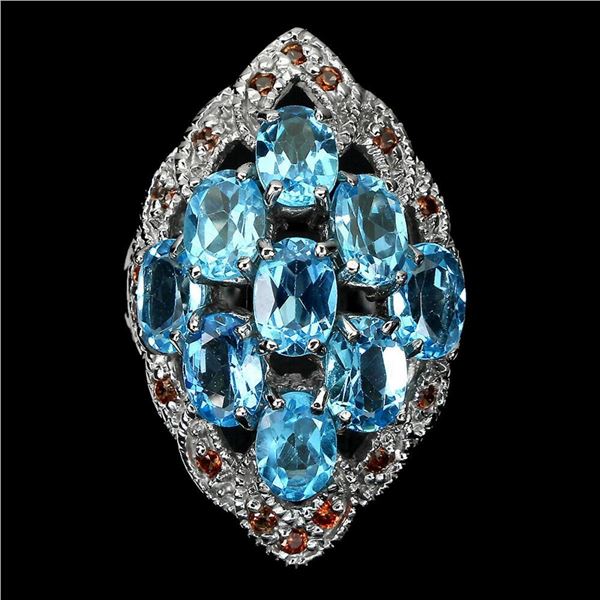 Natural Swiss Blue Topaz & Sapphire Ring