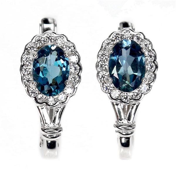 Natural  London Blue Topaz Earrings