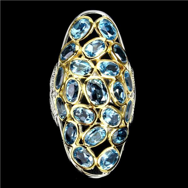 Natural Hand Made Swiss Blue Topaz Ring