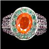 Image 1 : Natural Orange Opal & Colombian Emerald  Ring