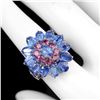 Image 1 : Natural Cornflower Blue Kyanite  Rhodolite Garnet Ring