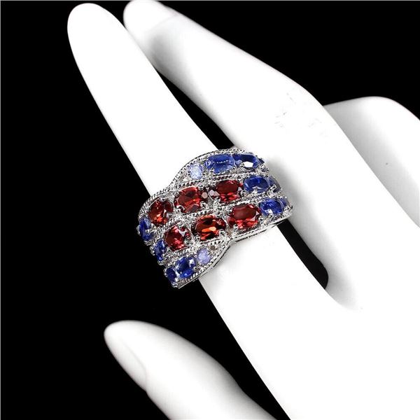 Natural  Garnet Kyanite Tanzanite Ring