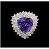 Image 2 : 10.95 ctw Tanzanite and Diamond Ring - 14KT White Gold