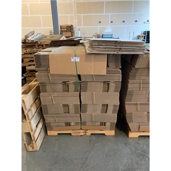 PALLET OF FLATTENED PACKAGING BOXES