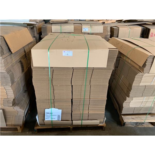 PALLET OF FLATTENED PACKAGING BOXES