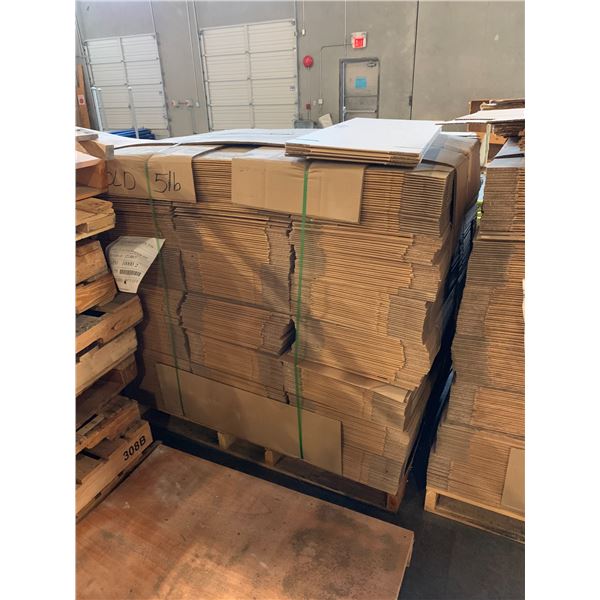 PALLET OF FLATTENED PACKAGING BOXES