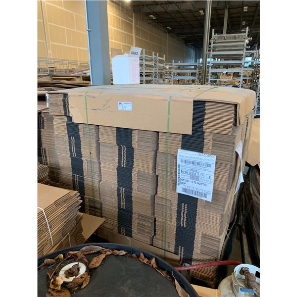 PALLET OF FLATTENED PACKAGING BOXES