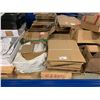 Image 1 : PALLET OF ASSORTED FLATTENED PACKING BOXES, PLASTIC POUCHES AND SMALL PAPER TARGETS