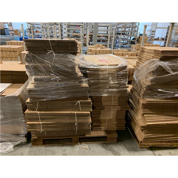 PALLET OF ASSORTED SIZE FLATTENED PACKAGING BOXES