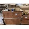 Image 1 : WOOD 38" X 40" STORAGE CRATE WITH CONTENTS INCLUDING JIANBANG 20L PALS OF COATING MATERIAL
