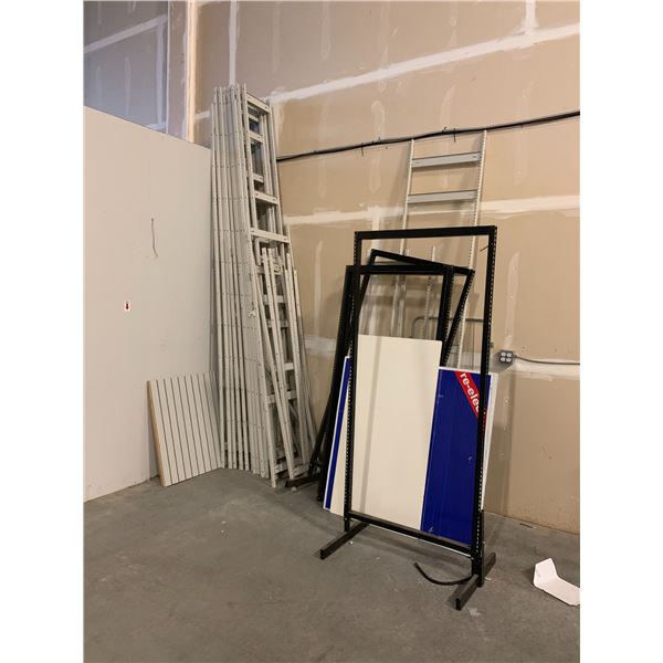 LOT OF ASSORTED PARTS SHELVING INCLUDING UP RIGHTS AND CROSS BEAMS