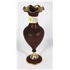 MADE IN INDIA FLOWER VASE BROWN AND GOLD TONE