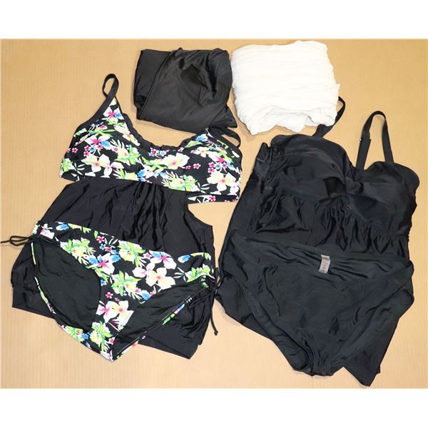 (X3) 2XL SWIMSUITS (TOP&BOTTOM) W/ FLOWY CARDIGAN