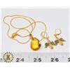 Image 1 : 25)  GOLD TONE WITH YELLOW TITANIUM TEAR DROP