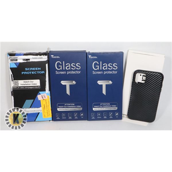 BUNDLE OF 3 SCREEN PROTECTORS AND 1 PHONE CASE