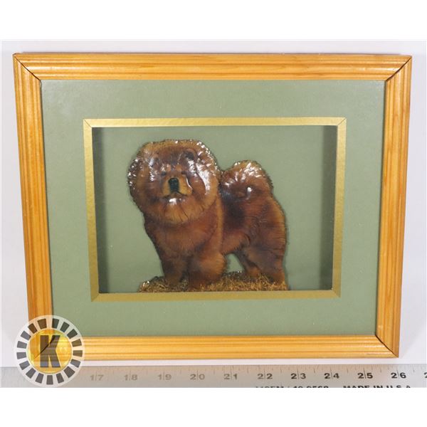 FRAMED 3D DOG PICTURE APPROX 11" X 9"