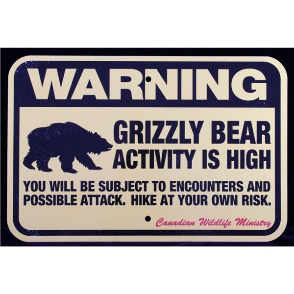 Grizzly Bear Warning Sign from Canada