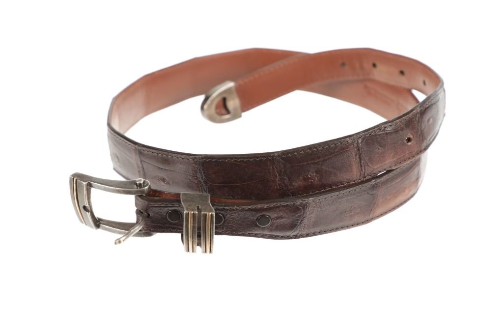 Caiman Crocodile Belt with Covered Buckle in Blue main image 1