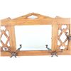 Image 11 : Art Deco Oak Beveled Mirror & Bronze Scroll Hooks