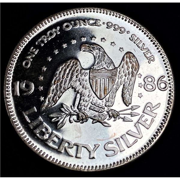 1986 A-Mark "Life Liberty Happiness" Proof 1 ozt .999 Silver
