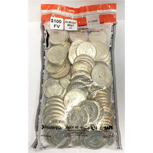 (100) 1921 Morgan Silver Dollars Almost Mint Condition