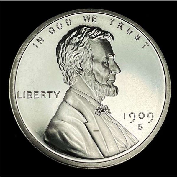 1909-S Lincoln VDB Wheat Cent Design Proof 1 ozt .999 Silver