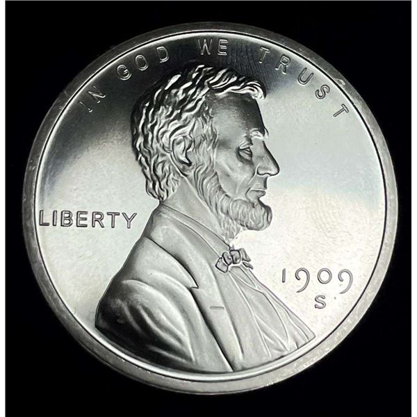1909-S Lincoln VDB Wheat Cent Design Proof 1 ozt .999 Silver