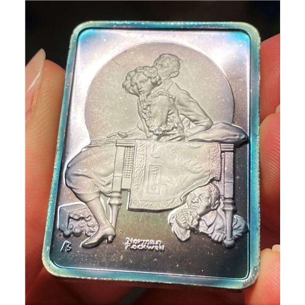 Spot Light Rainbow Toning "The Undercover Man" 1921 Norman Rockwell 1 ozt .999 Silver Bar