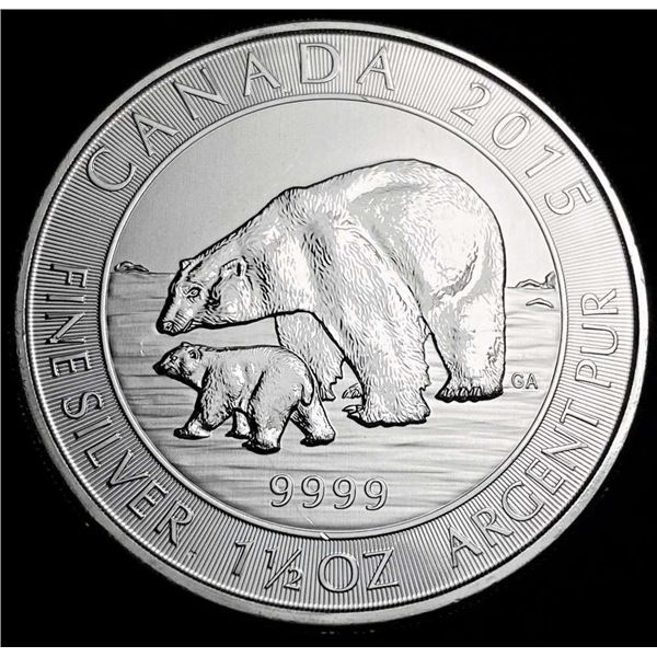 2015 Canada $8 Polar Bear 1.5 ozt .9999 Silver